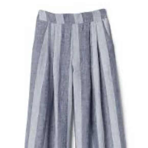 Gap Womens Linen Wide Leg Pants Size Small Striped Nautical culottes - Picture 1 of 14